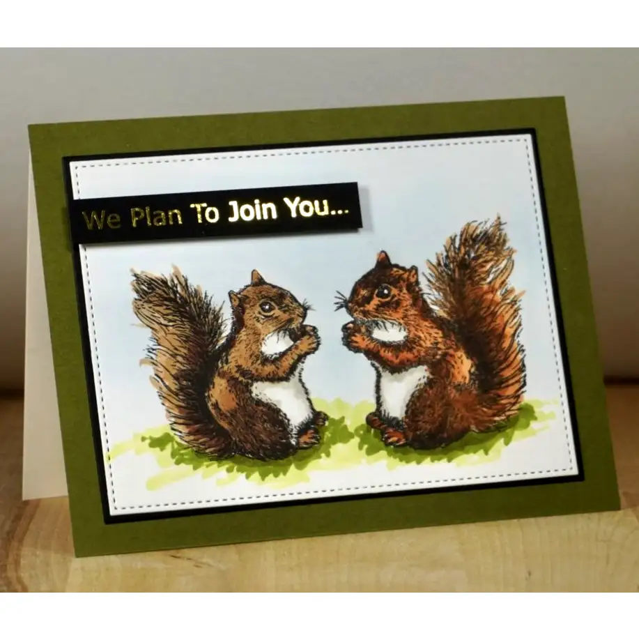 Feeling squirrely card features two cute squirrels facing each other.