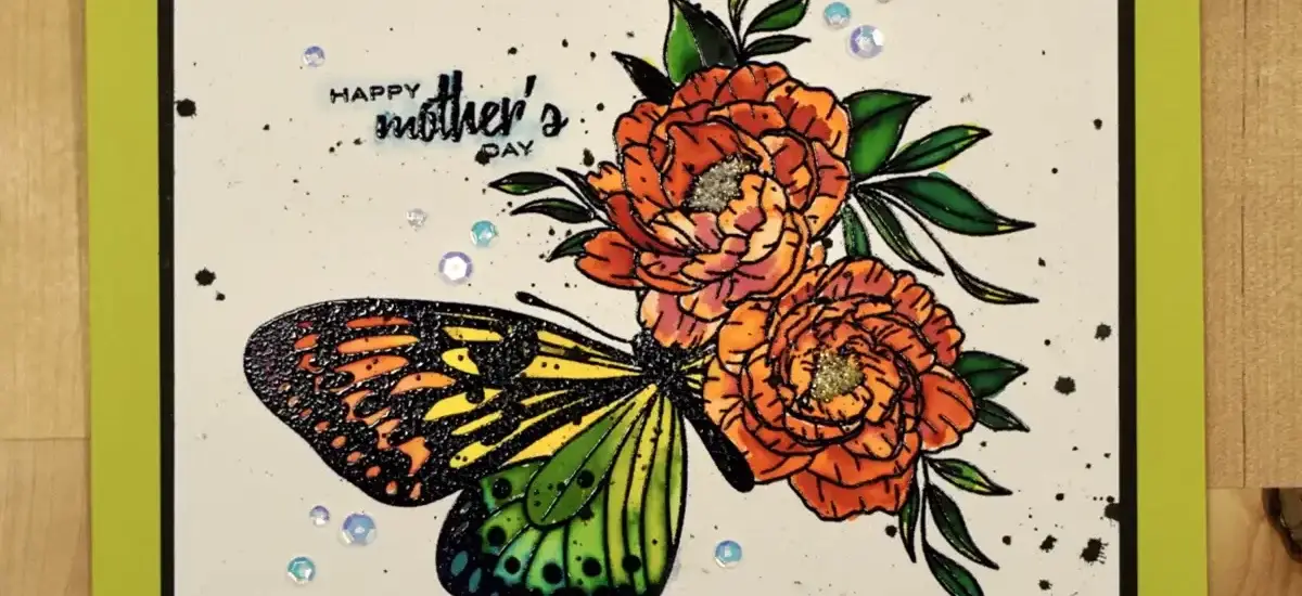 A Butterflower card featuring a butterfly and flowers.