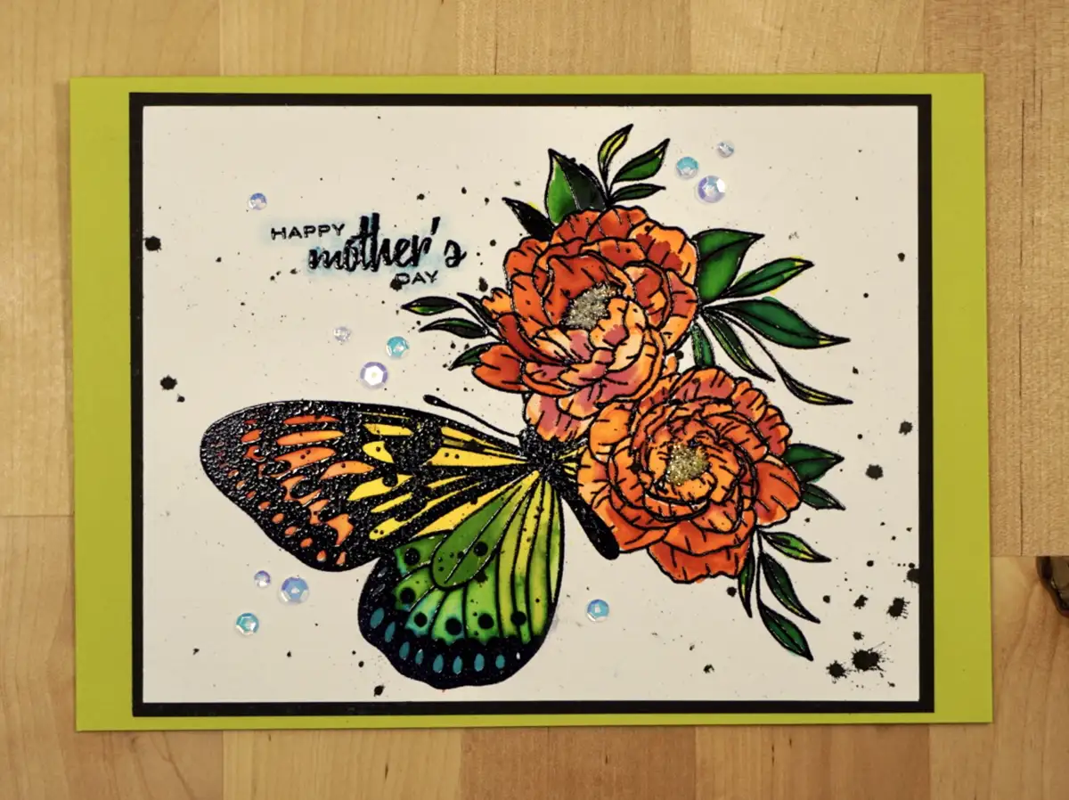 A Butterflower card featuring a butterfly and flowers.