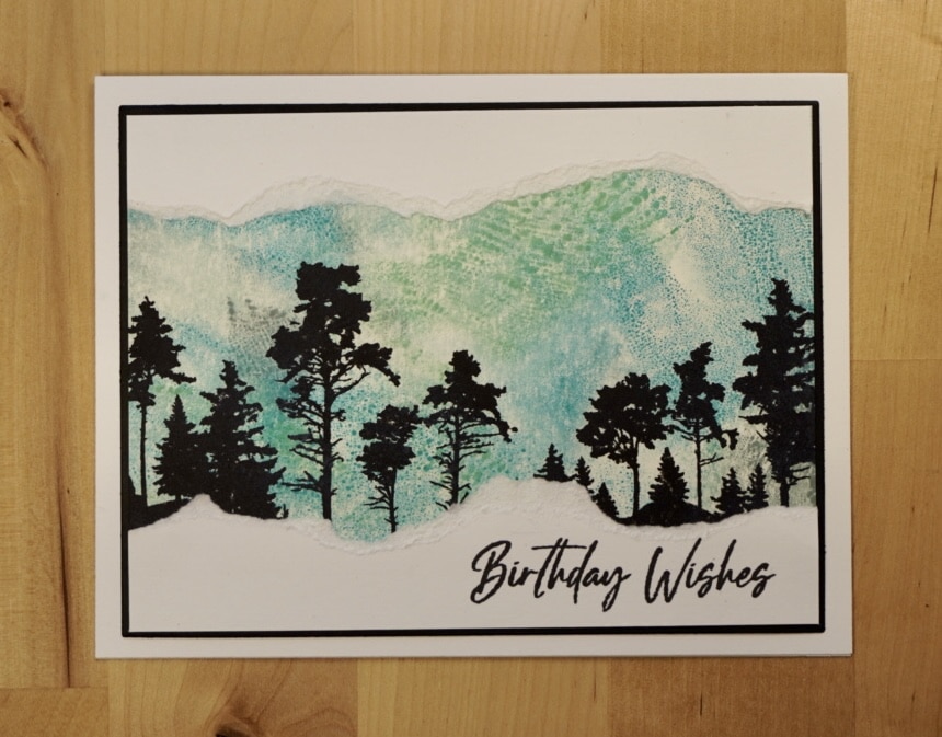 Lovely silhouette card with Gel Press Background.