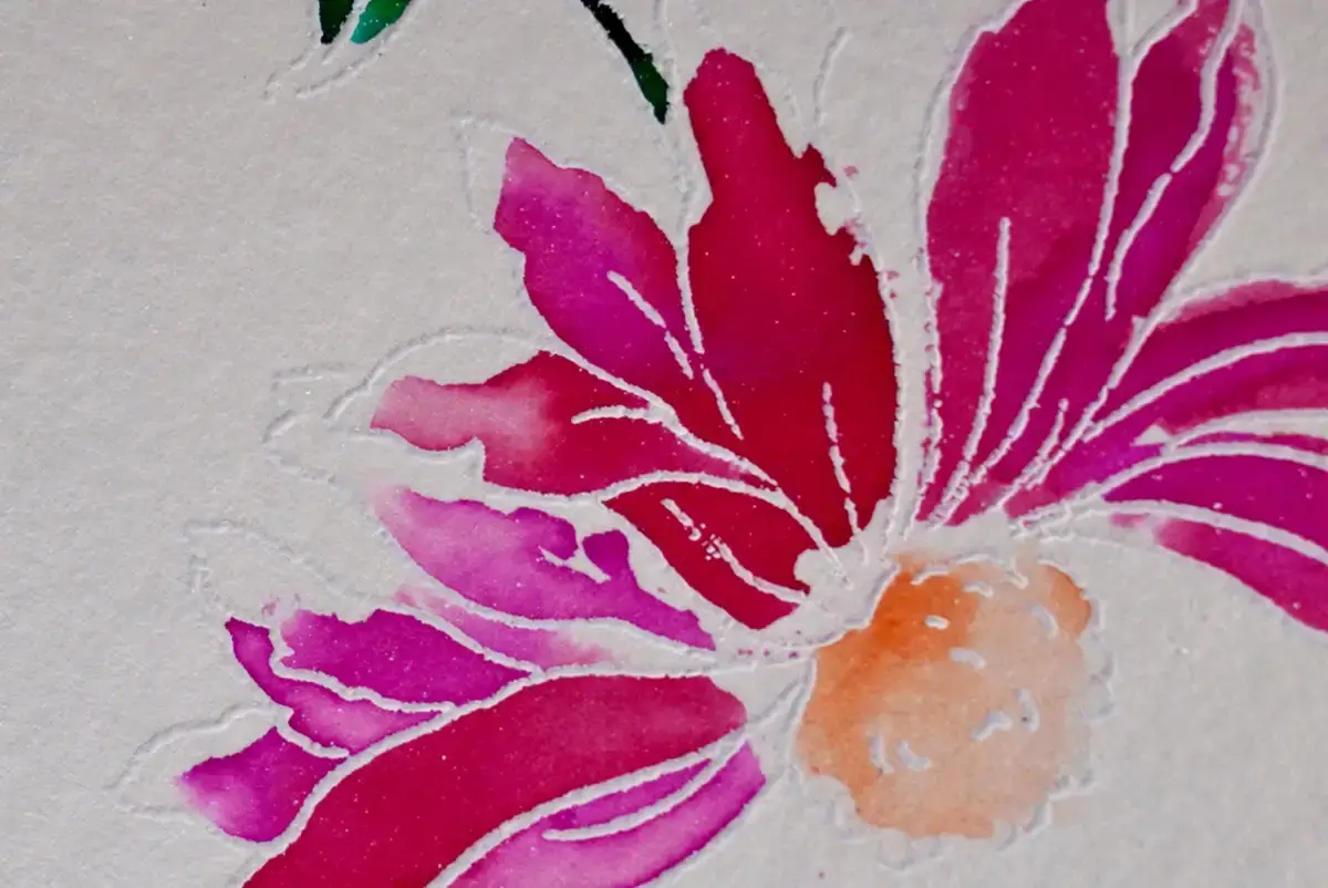 A watercolor painting of a pink flower using one of the four ways to watercolor.