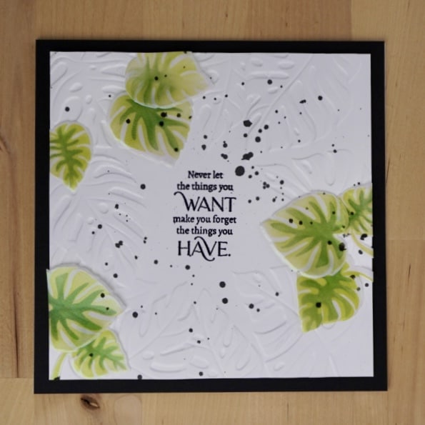 One of two masculine cards using embossing folders and pearlescent vellum to produce a beautiful background.