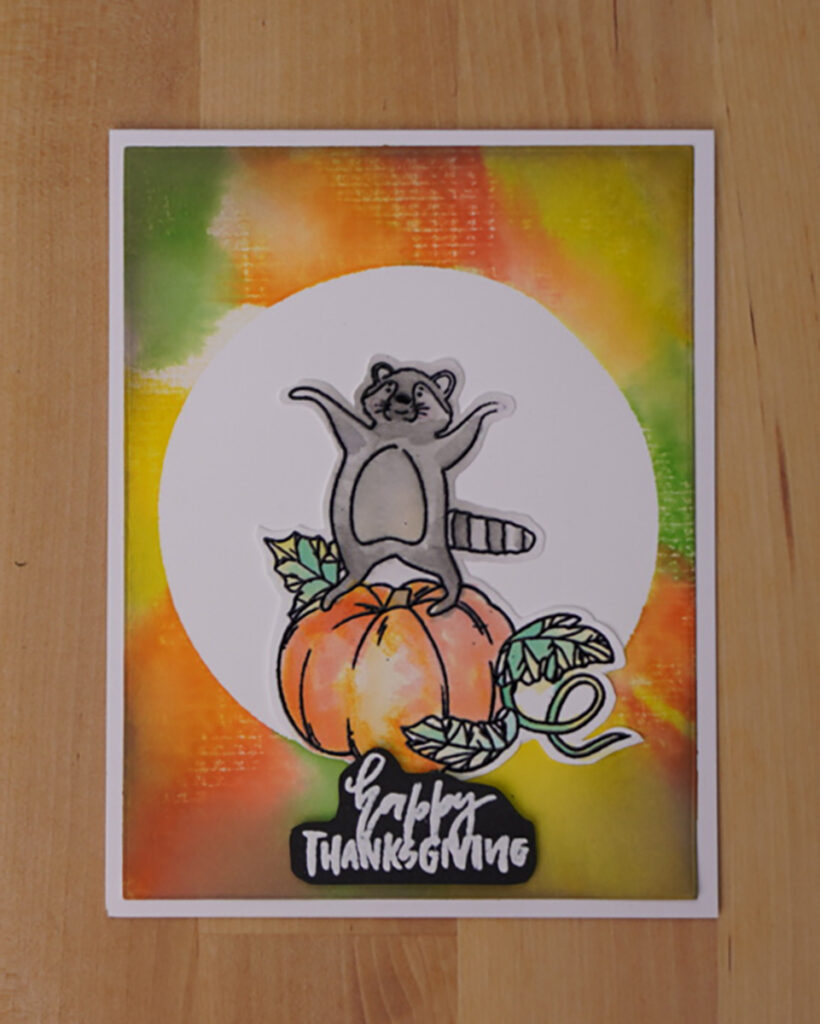 Darling Thanksgiving Card made with stamping foam and watercoloring with inks