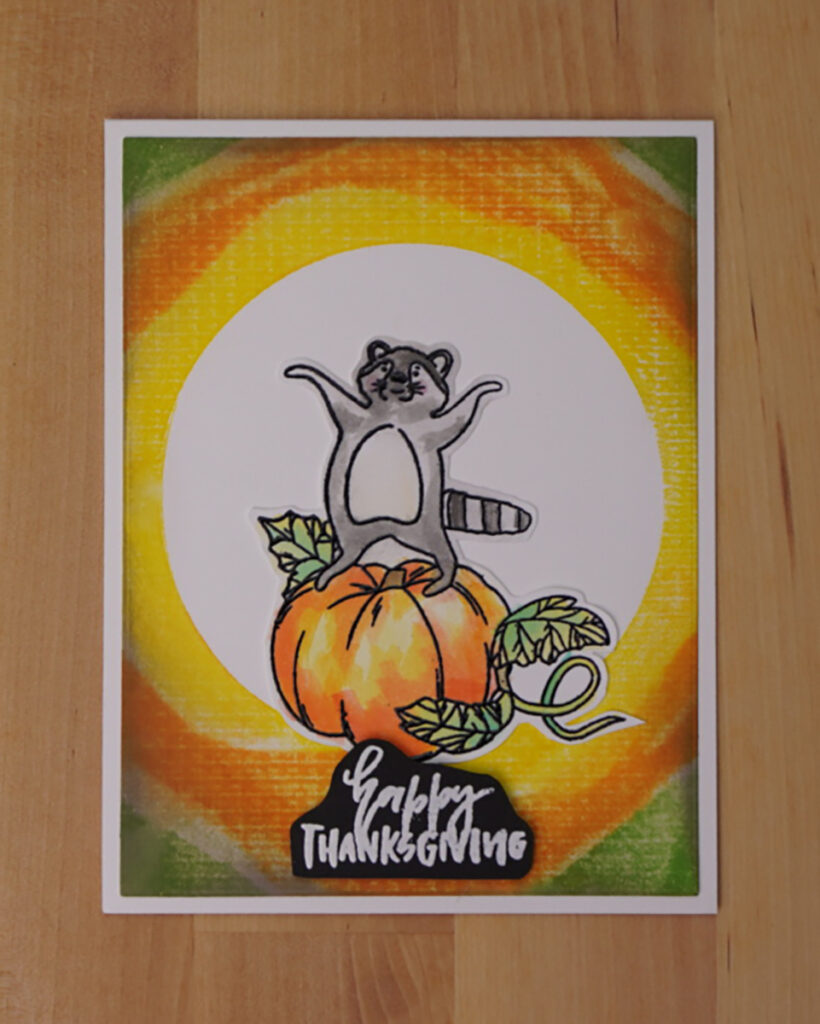 For this card I changed up how I added the ink to the stamping foam to create a circular background.