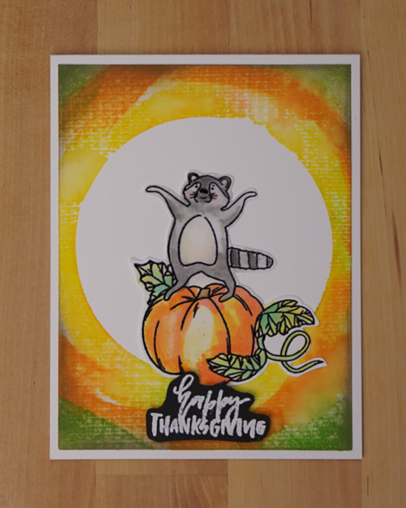 Unique Thanksgiving Card made with stamping foam and watercoloring with inks