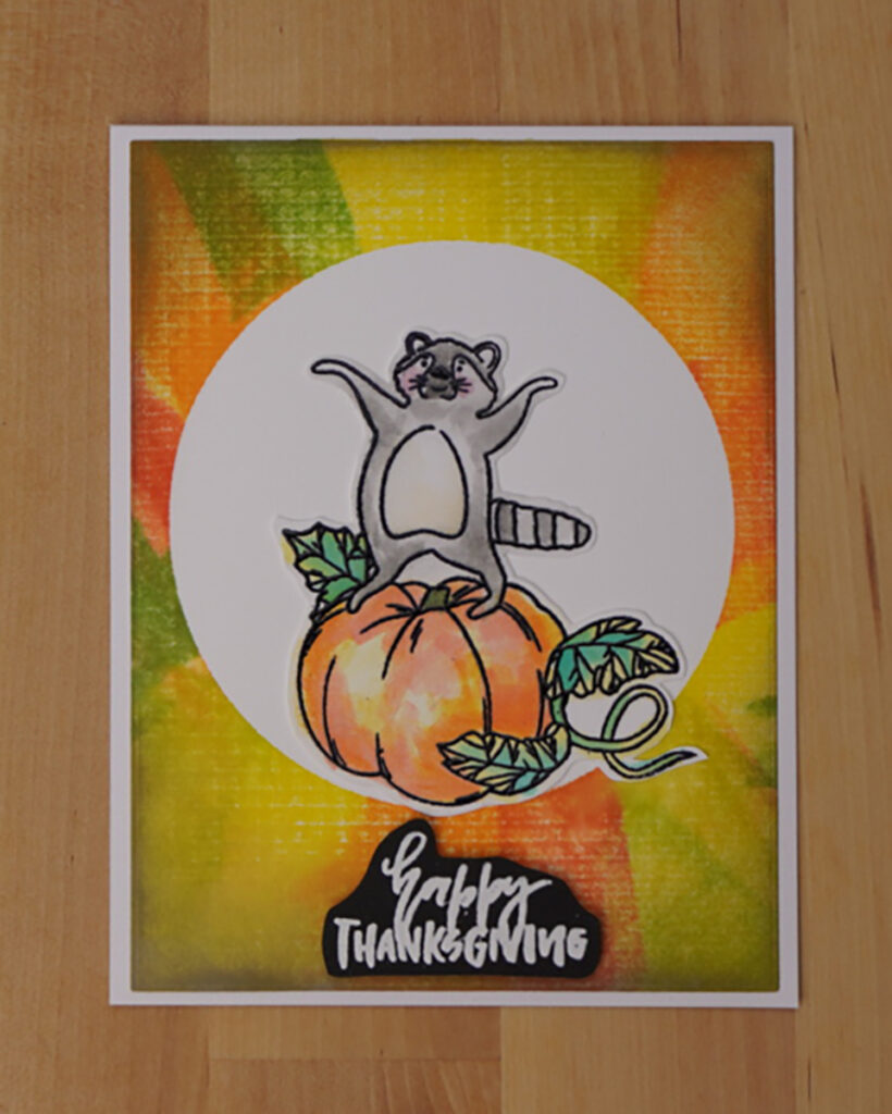 Unique Thanksgiving Card made with stamping foam and watercoloring with inks