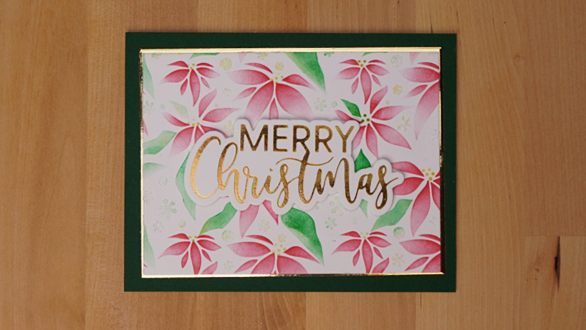 Elegant card created with layered stencils, glitter modeling paste, and mirrored cardstock.