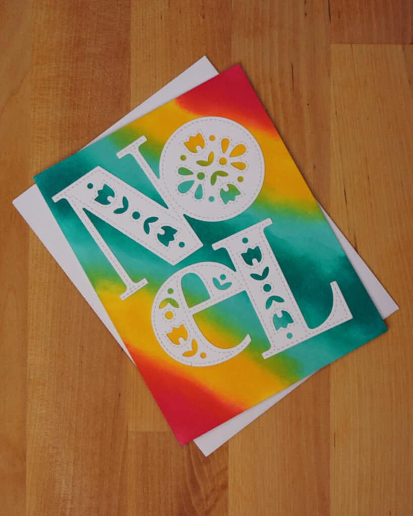 Nordic Noel Card created by blending non-traditional Christmas colors in the background