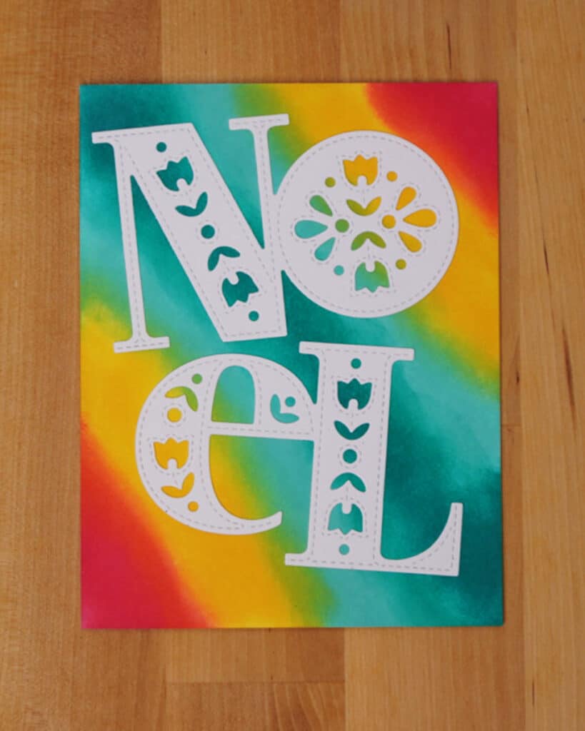 Nordic Noel Card created by blending non-traditional Christmas colors in the background