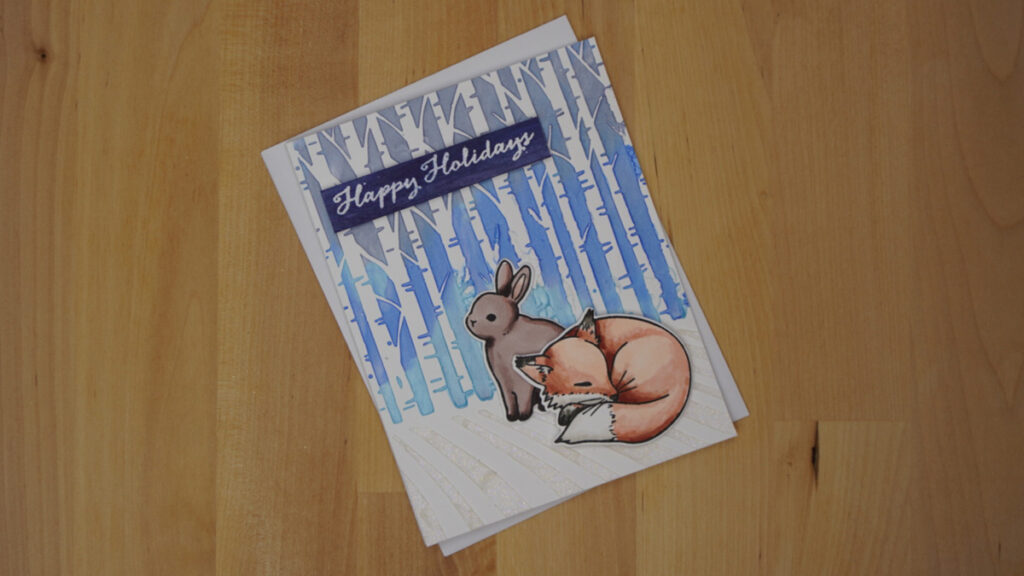 The Silent Night card for Day 8 has two cute little creatures in a winter wonderland created with multi-media.