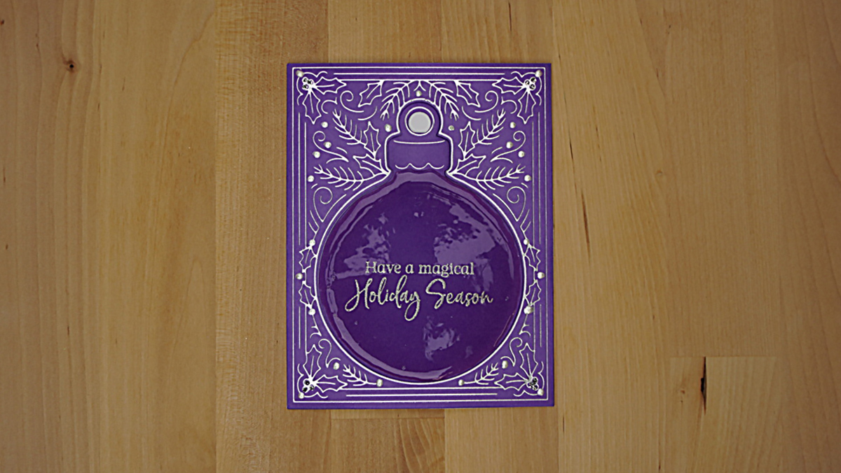 Unique purple Christmas Card for Day 9 of our 2022 25 Days of Christmas Cards is enhanced with silver foil and Glossy Accents