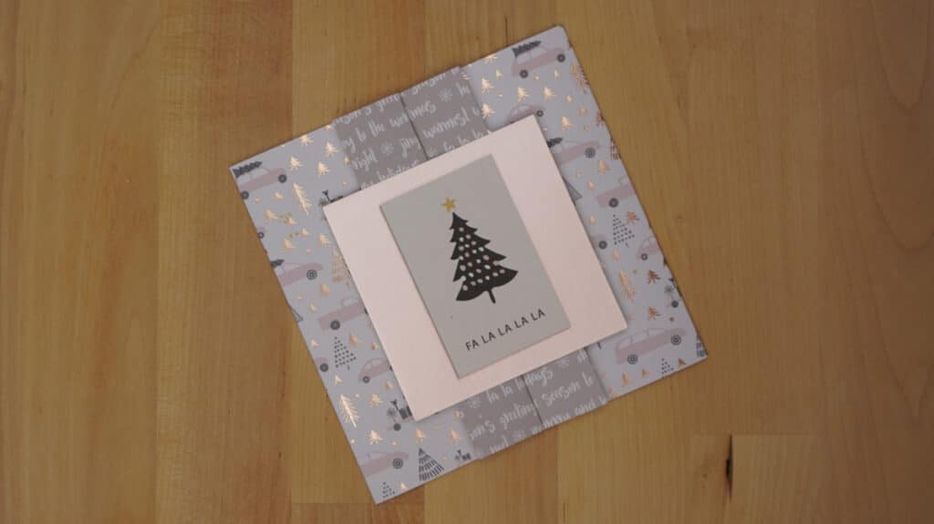 A beautiful, modern, scrapbook card is the card we're making for Day 5 of the 2022 25 Days of Christmas.