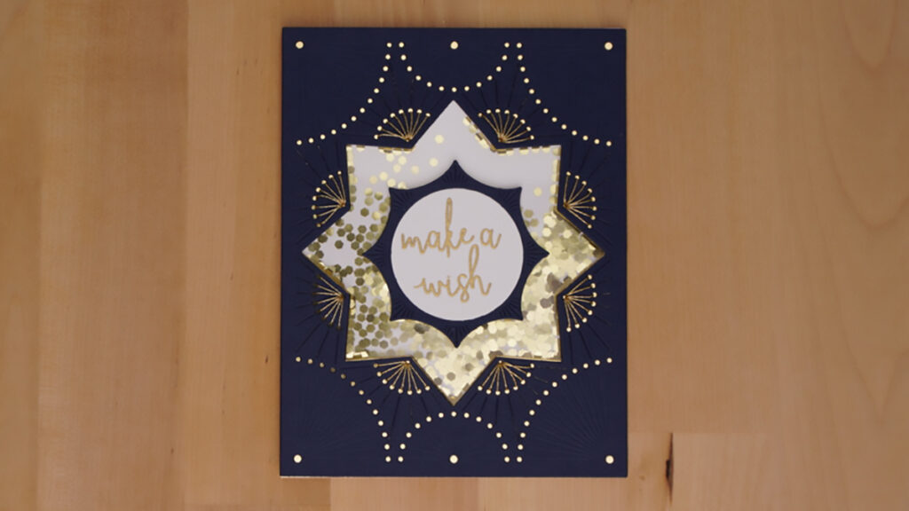 Glittery Shaker Card, one of a pair of glitzy cards made from Spellbinders' January Stitched Die of the Month
