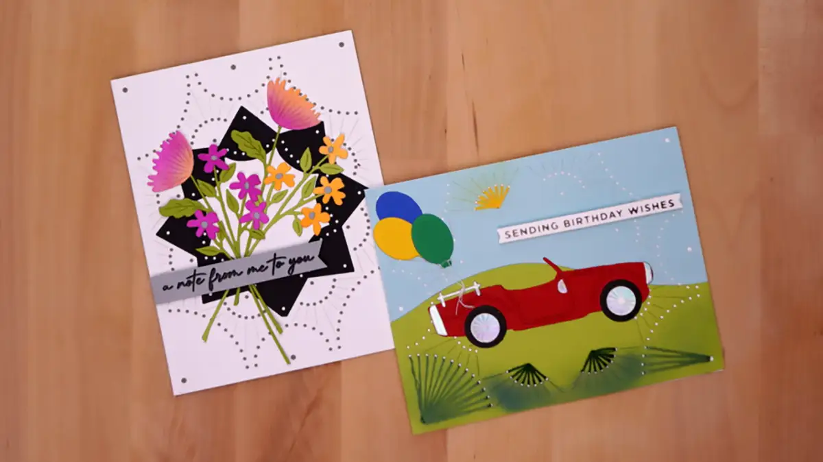 Get more cards with a car and flowers on them.