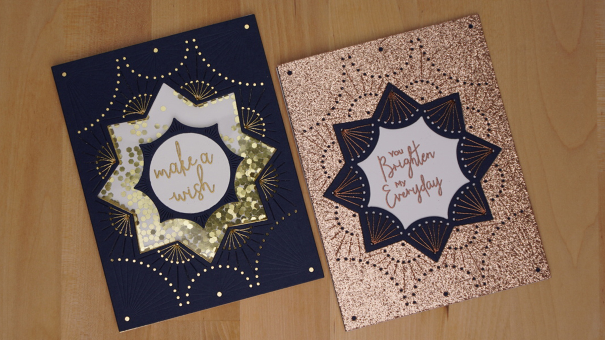 Pair of glitzy cards.