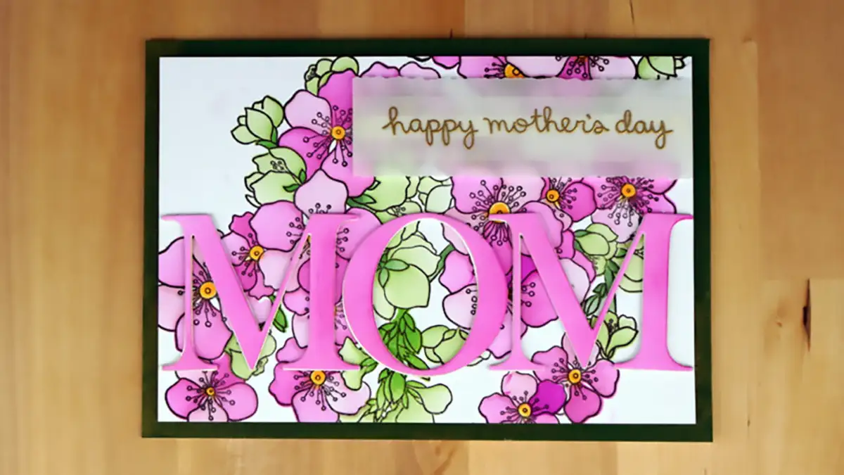 A beautiful Mother's Day card adorned with vibrant flowers.