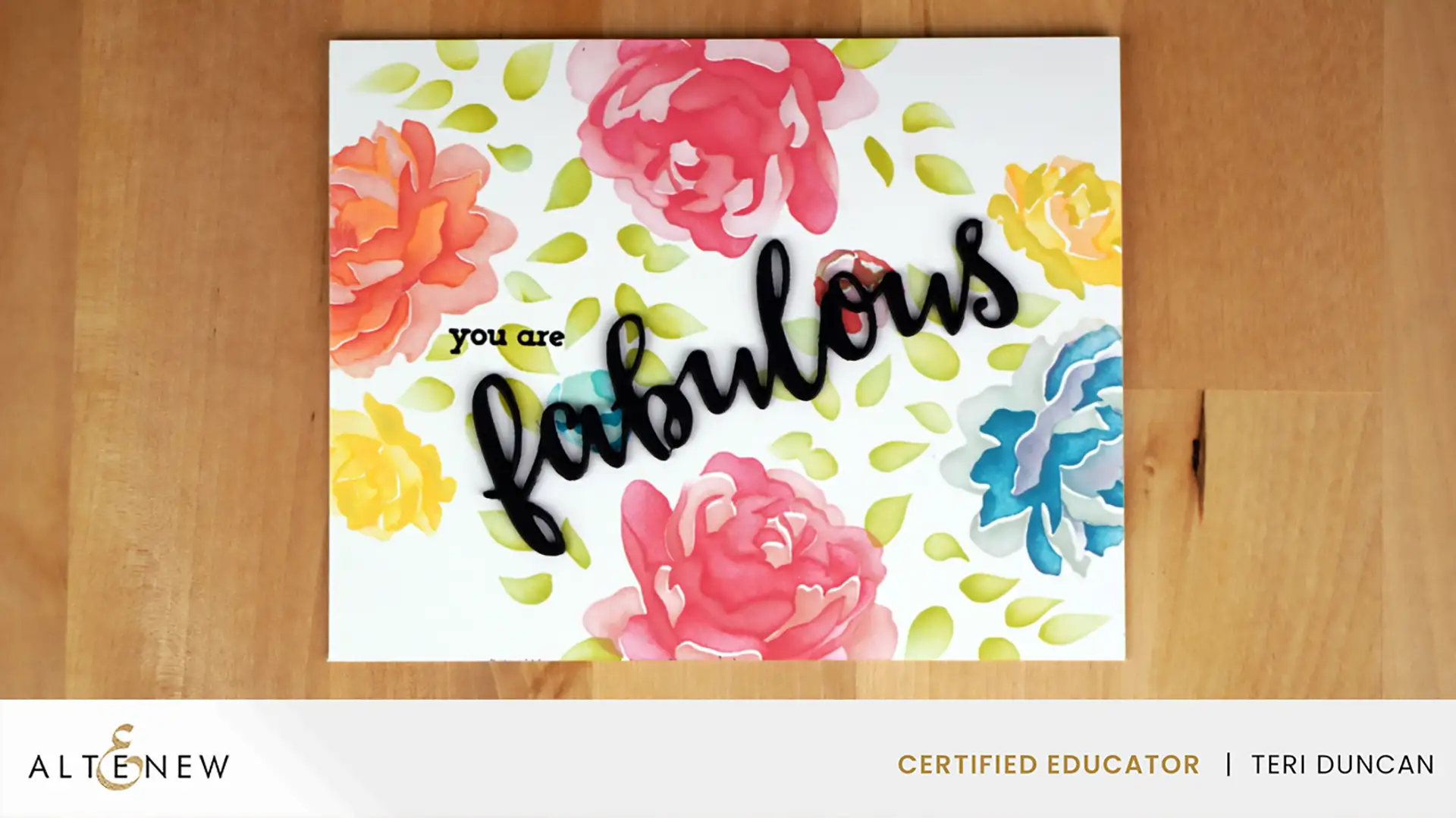 Beautifully stenciled card featuring the sentiment "You Are Fabulous" in black.