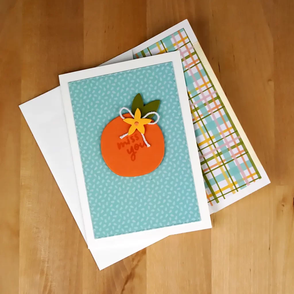 Pretty note card with a citrus theme with an envelope created to match during Concord and 9th's Summer Camp