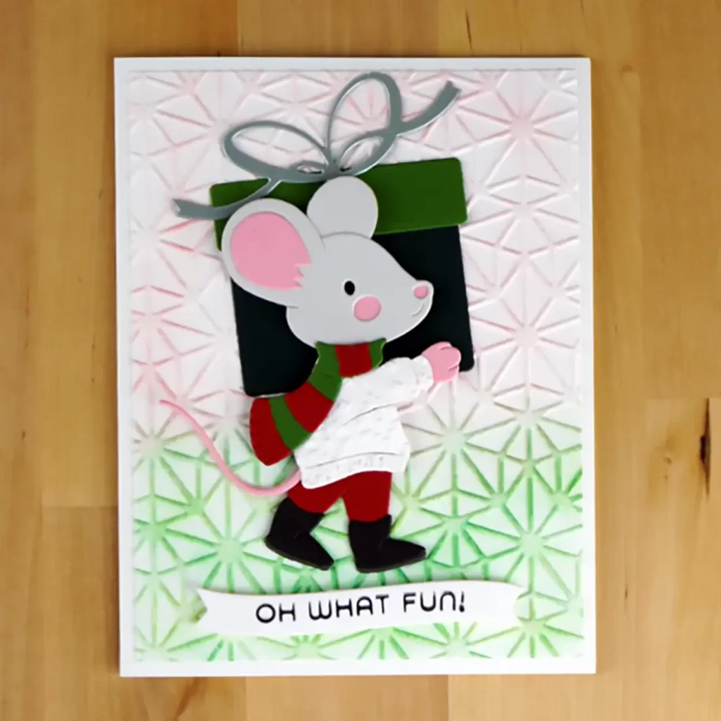 Darling Dancin' & Giftin' Mouse card created with the latest from Spellbinders.