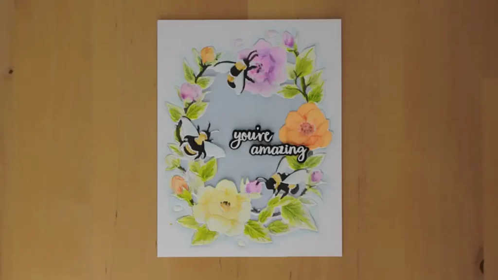 Beautiful spring card created using neon watercolors.