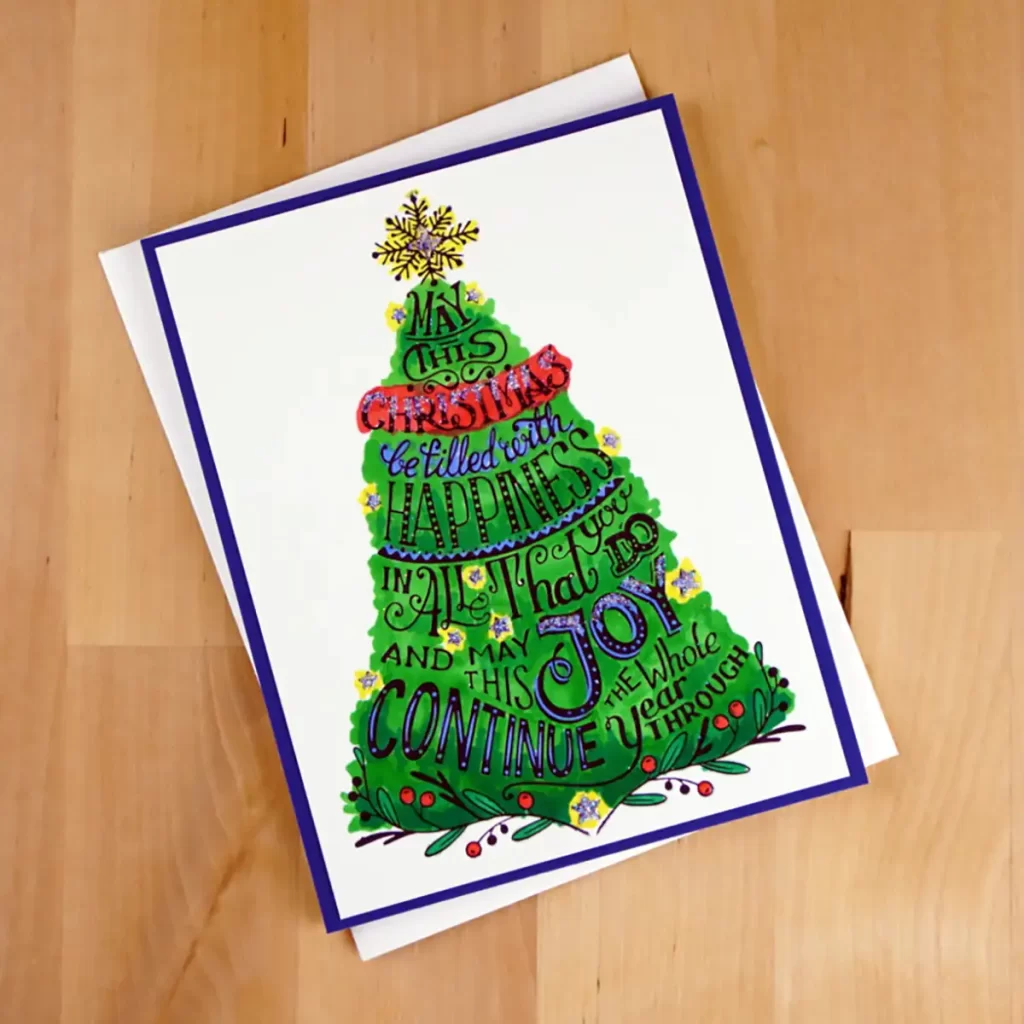 Christmas Card made with another beautiful Betterpress plate and alcohol markers to create a pretty card.
