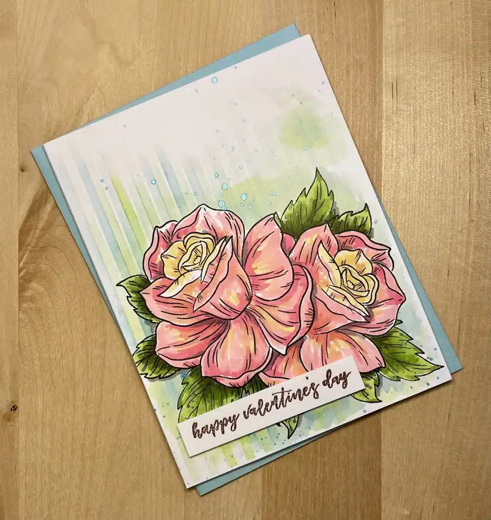 Whimsical One layer Watercolor Card for Valentines Day
