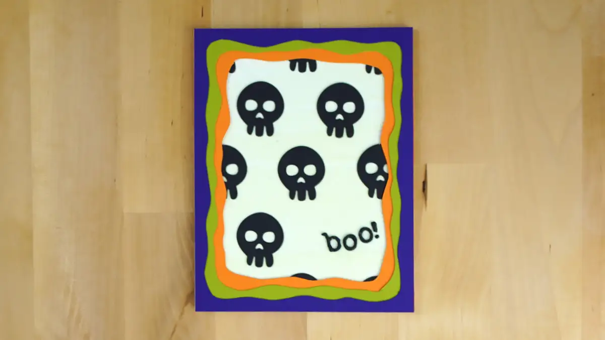 Darling Halloween card that glows in the dark, created with Spellbinders Large Die of the Month kit.