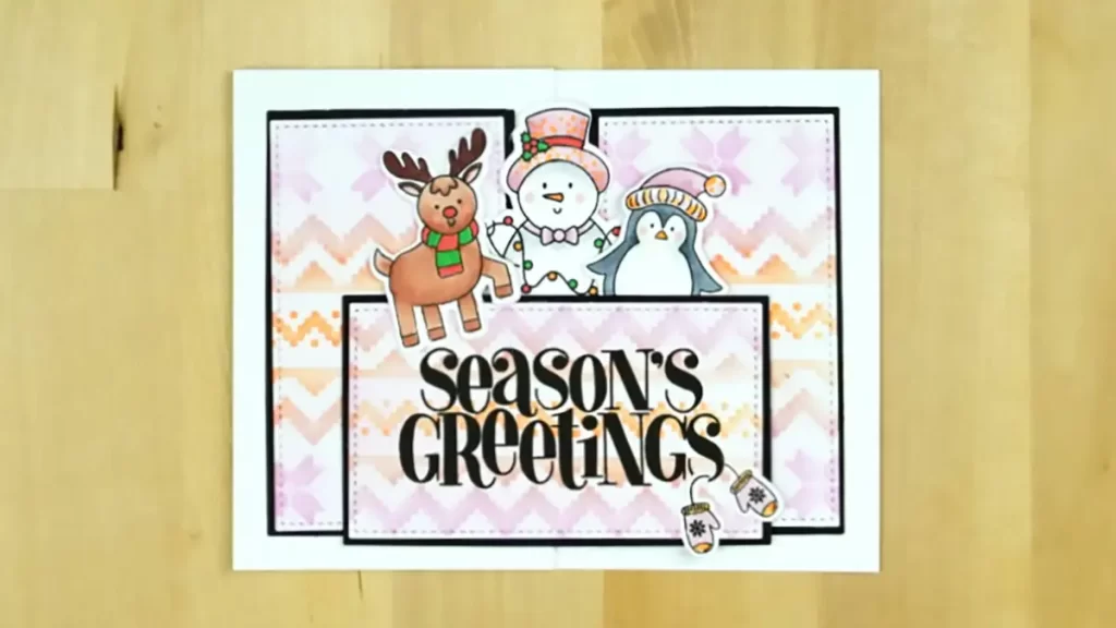 Countdown to Christmas with a delightful holiday card featuring a penguin and snowman.