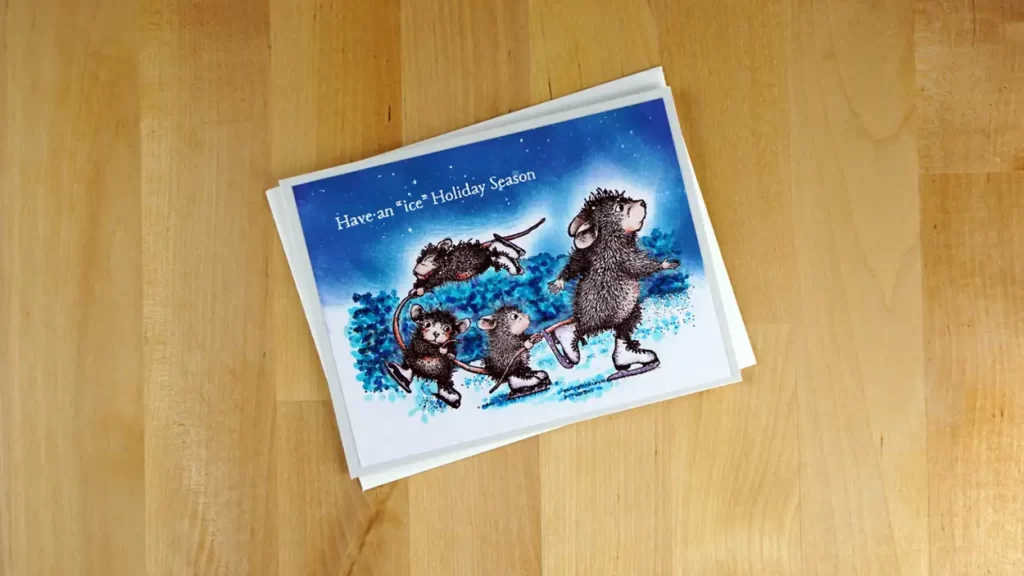 Countdown to Christmas with a festive greeting card featuring a lovable moose and a mischievous mouse.