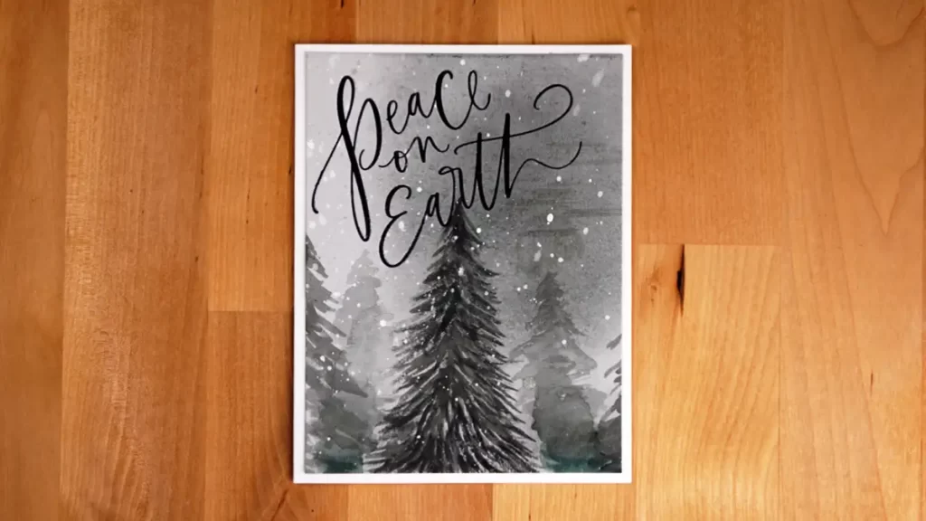 A peaceful card that features the telling words "peace on earth", perfect for sharing peace during the countdown to Christmas.