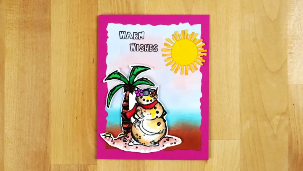 A festive card featuring a snowman and a palm tree, celebrating the countdown to Christmas.
