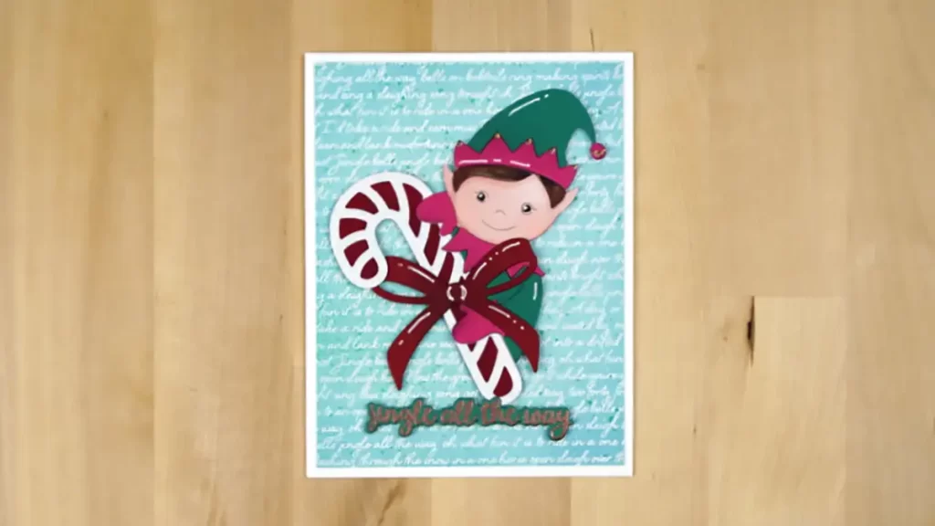 Countdown to Christmas with an enchanting elf holding a candy cane in a delightful Christmas card.