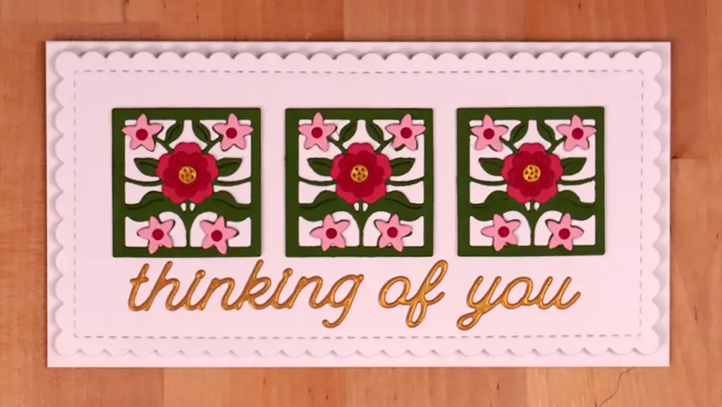 A floral card that says thinking of you.
