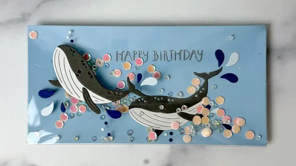 A whale shaker birthday card.