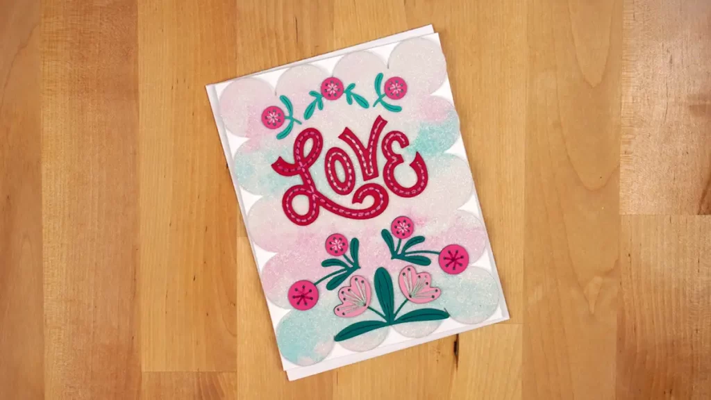 A valentine's day card with the word love on it.