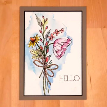 A greeting card with a Pressed Posies flower bouquet on it.