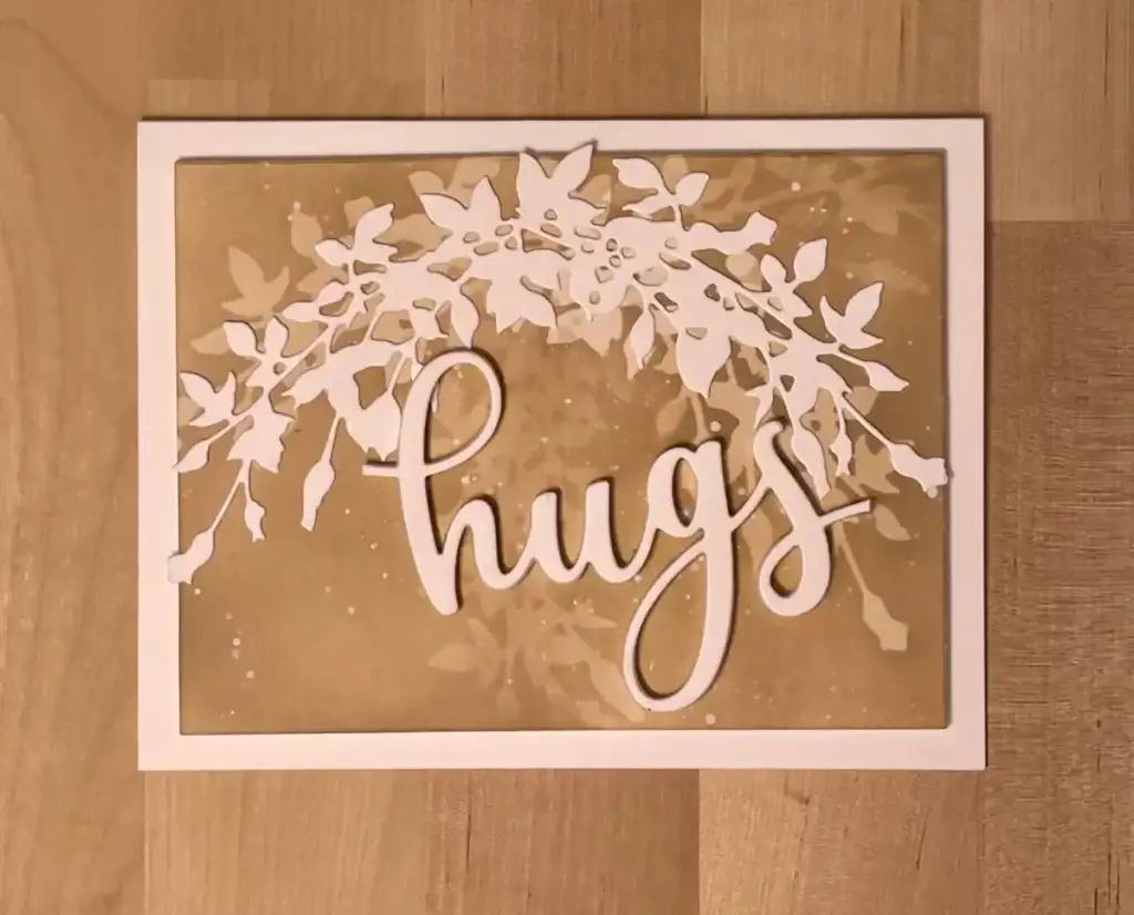 A card with masking methods featuring the word "hugs".