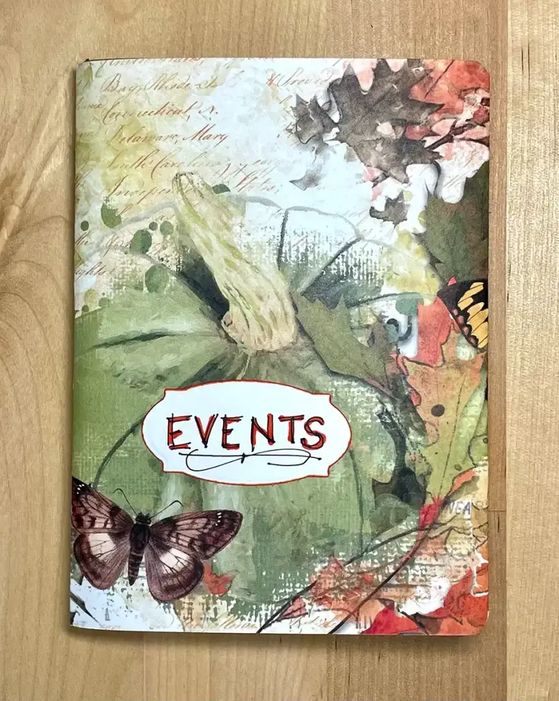 Crafters Traveler's Notebook with the word events on it.
