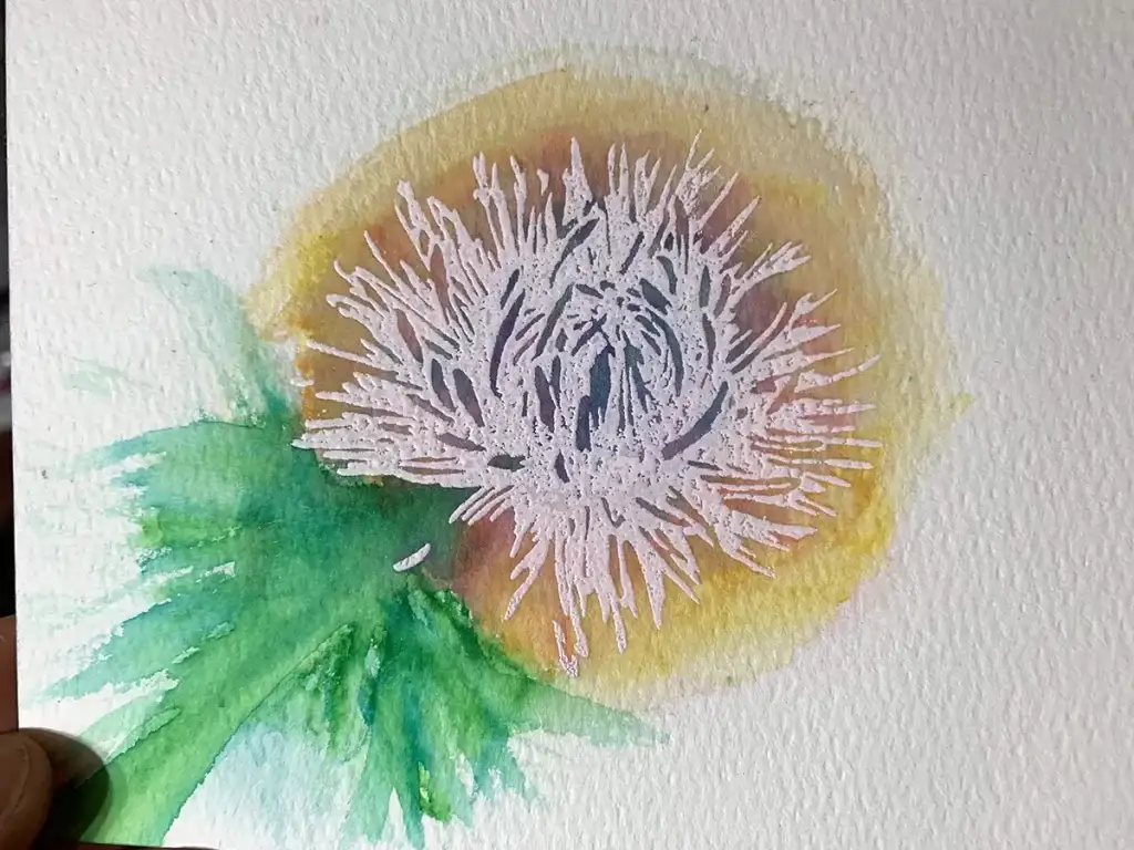 A vibrant watercolor painting capturing the intricate details of a thistle flower.