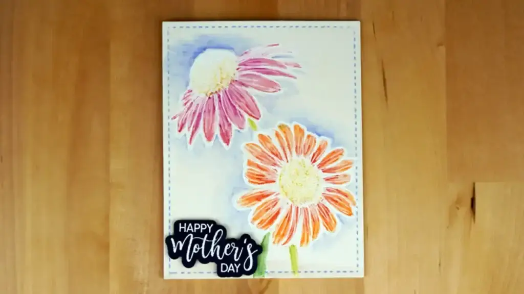 A Watercolor Card with Mother's Day Flowers