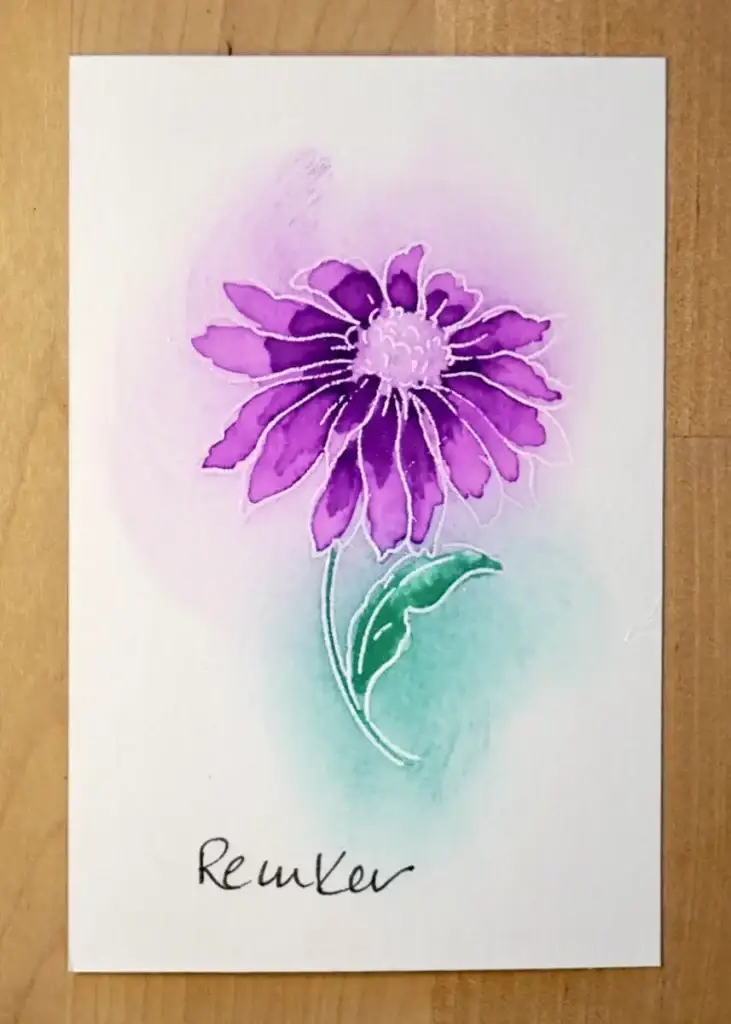 A watercolor painting of a purple flower using a technique from the 4 ways to watercolor.