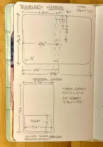 A Crafters Traveler's notebook with a drawing of a notebook.