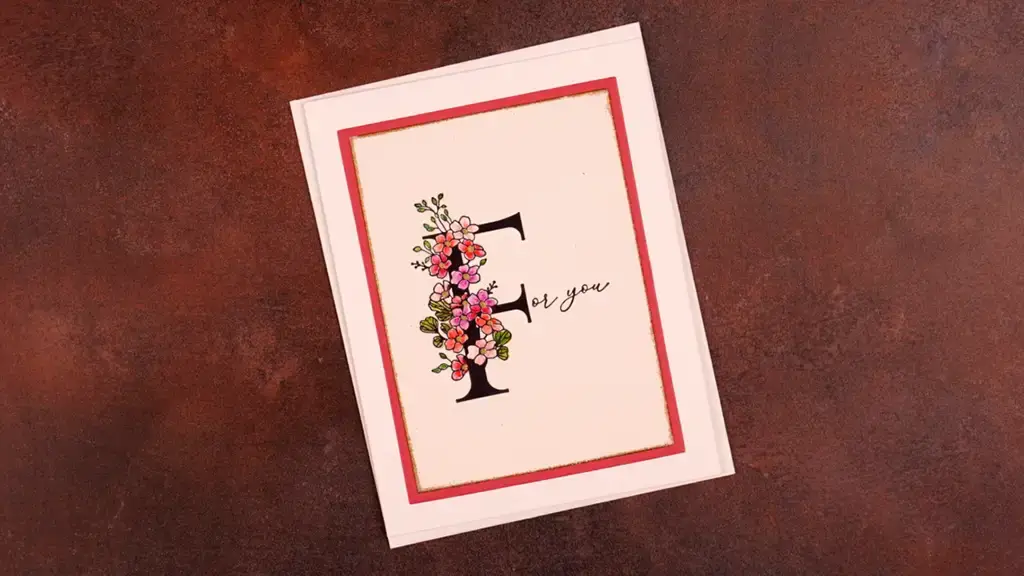 A floral greeting card for every occasion with the letter f on it.