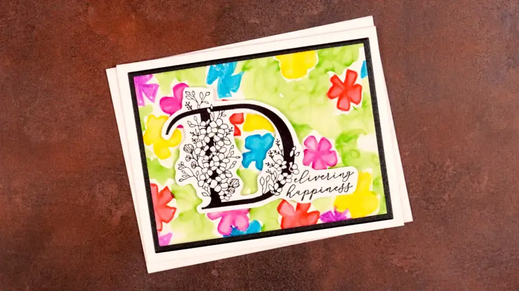 A colorful floral greeting card featuring the letter d, perfect for every occasion.