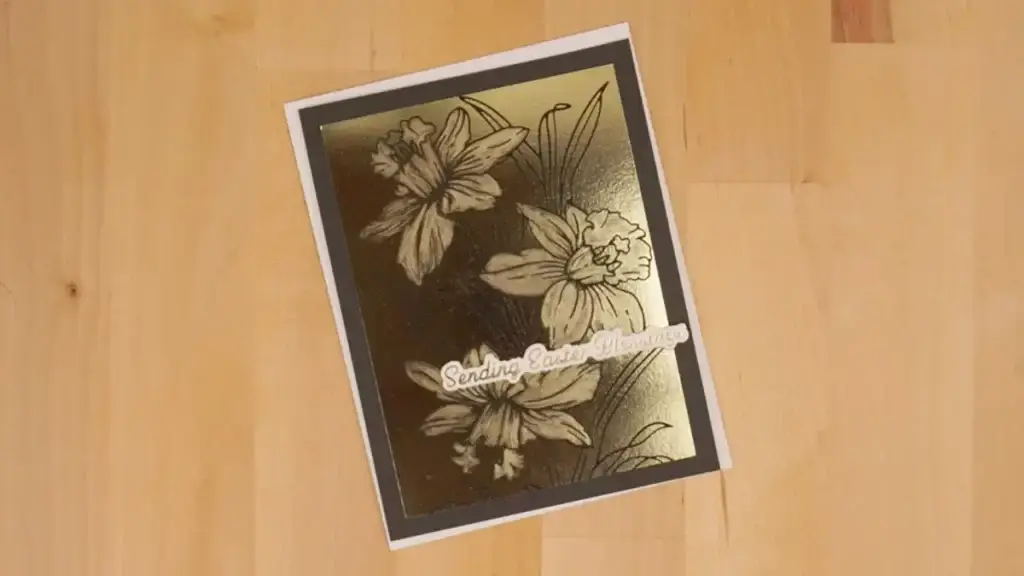 A card with flowers on it.