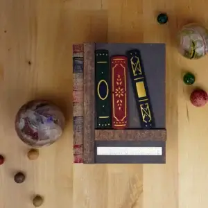 A book on a table.