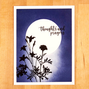 A card with a moon and flowers on it created with Gina K Designs Natural Silhouettes.