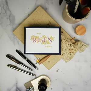 Handmade Religious Easter Card Featuring Gold Embossing.