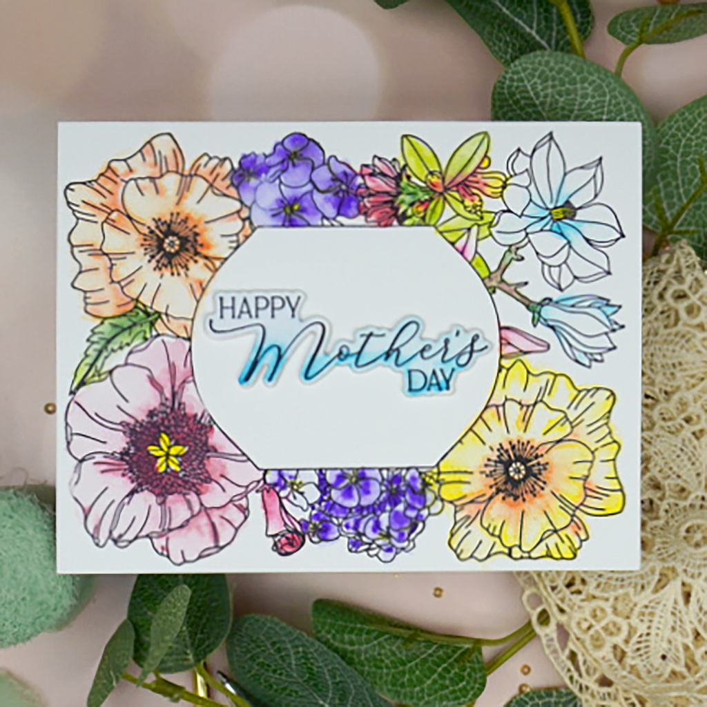 Beautiful Handmade BetterPress Mother's Day card made with two new Spellbinders press plates