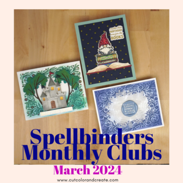 A trio of cards created using products from Spellbinders March 2024 Monthly Clubs.